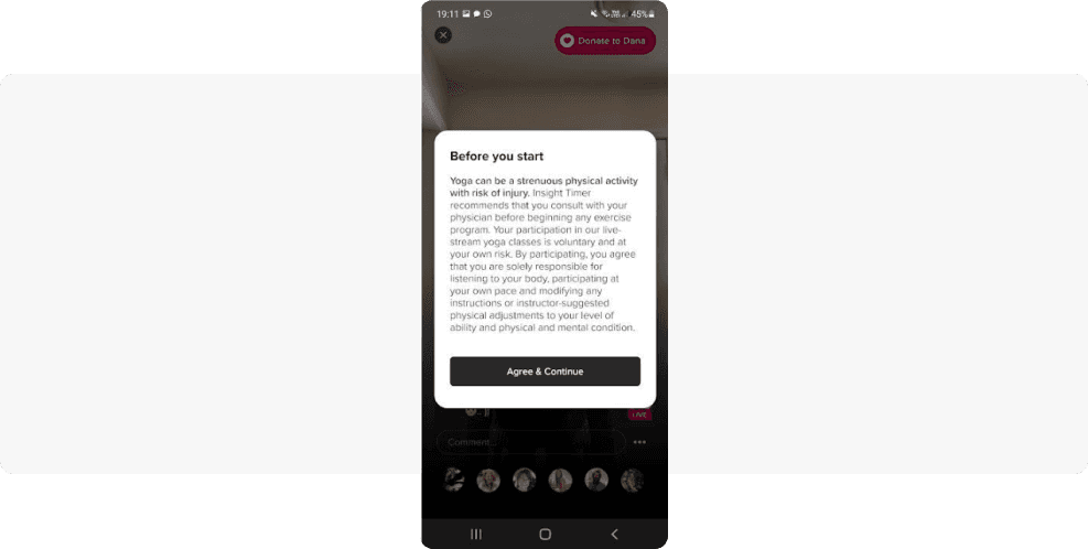 Service in-app message example
