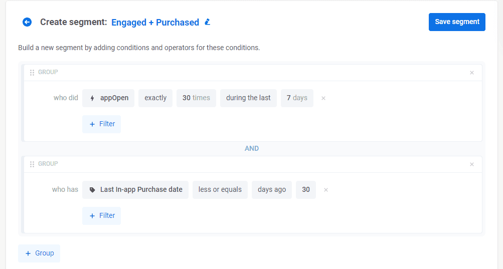 Engaged user segment 