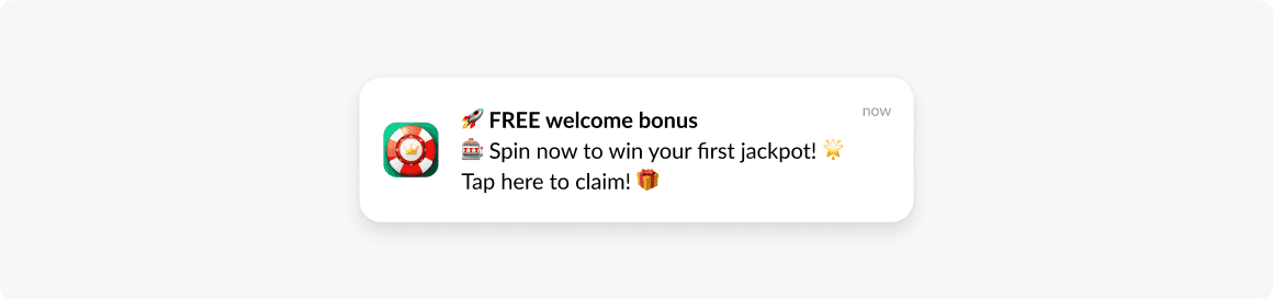 Push notification from a casino app - generic example