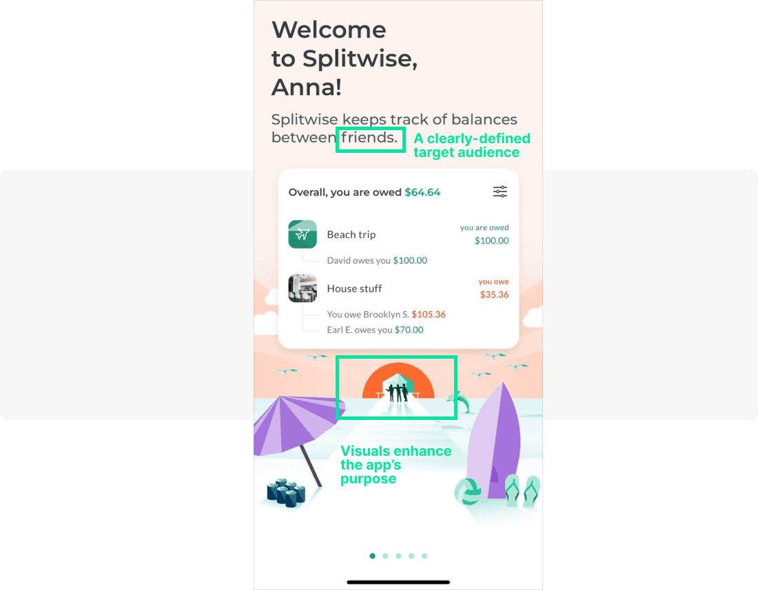 Splitwise app onboarding example