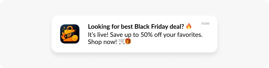 Black friday push notification copy