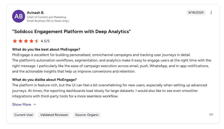 MoEngage email automation software